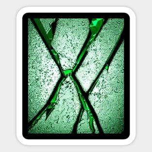 Cracked glass pattern, with pattern, black, green, cracks, mesh Sticker